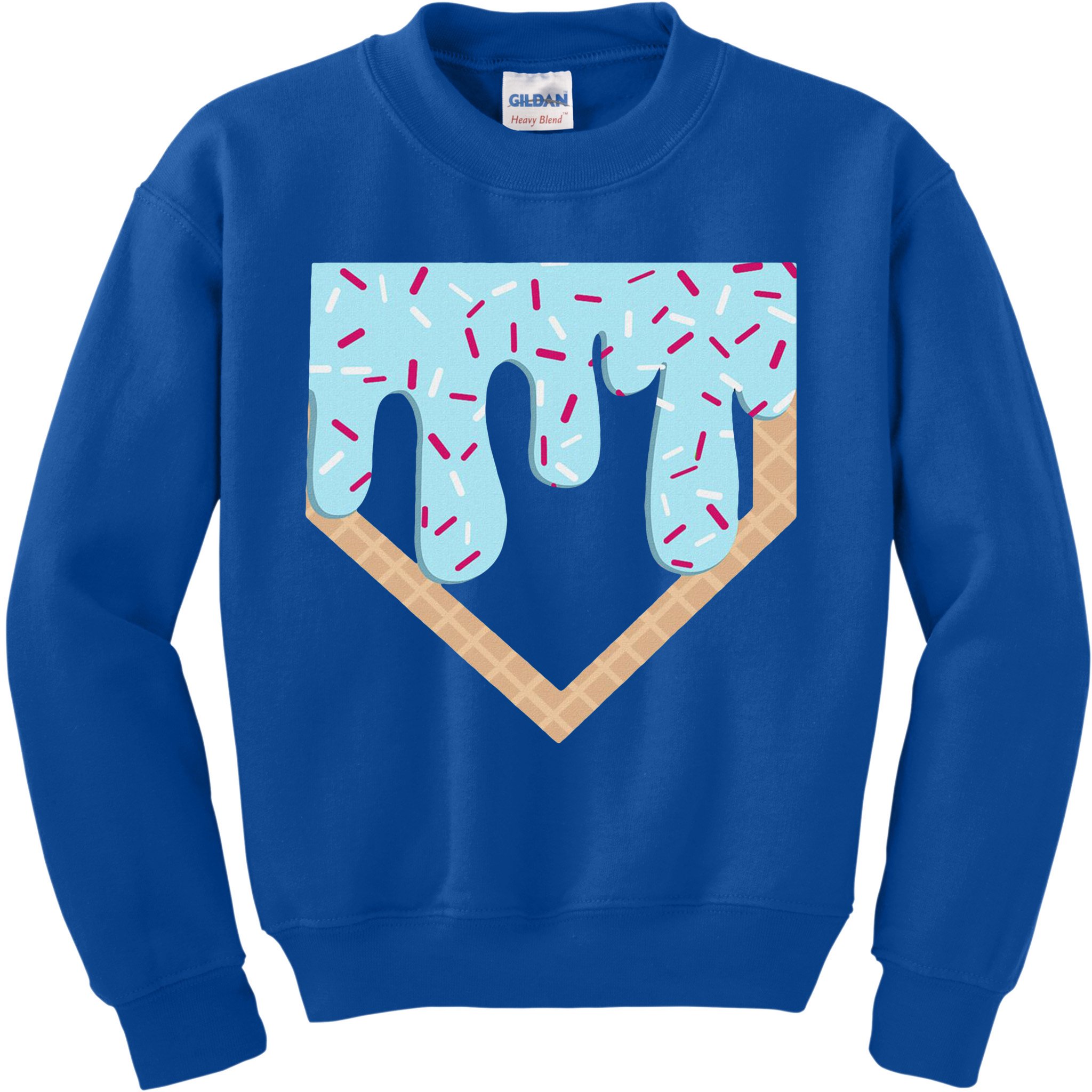 Baseball Ice Cream Dripping Home Plate Drip Kids Sweatshirt