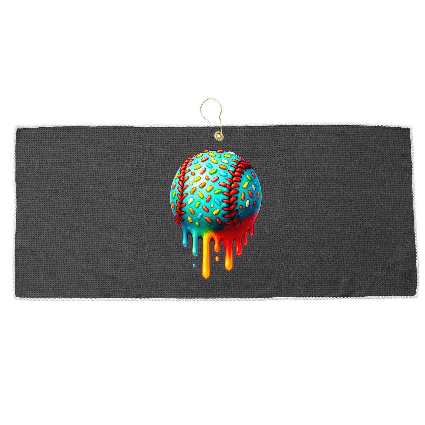 Baseball Ice Cream Dripping Baseball Home Plate Drip Large Microfiber Waffle Golf Towel
