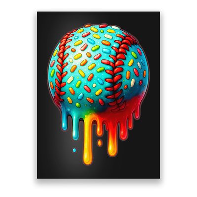 Baseball Ice Cream Dripping Baseball Home Plate Drip Poster