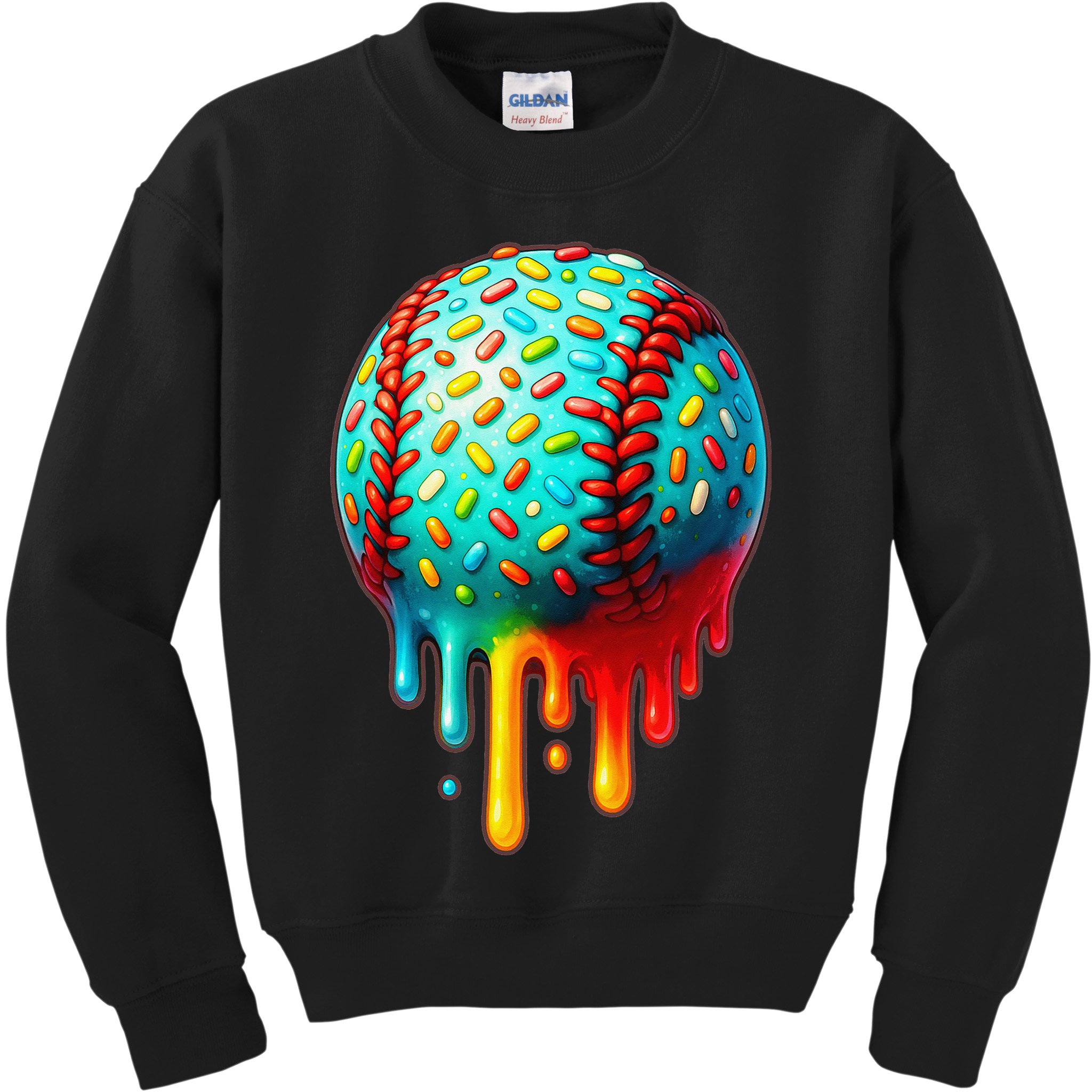 Baseball Ice Cream Dripping Baseball Home Plate Drip Kids Sweatshirt