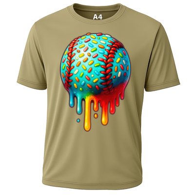 Baseball Ice Cream Dripping Baseball Home Plate Drip Performance Shirt