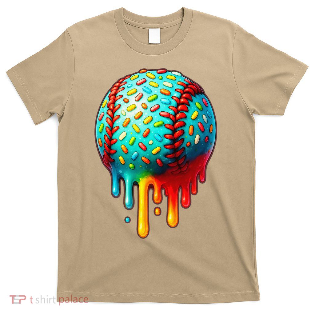 Baseball Ice Cream Dripping Baseball Home Plate Drip T-Shirt