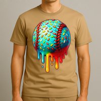Baseball Ice Cream Dripping Baseball Home Plate Drip T-Shirt