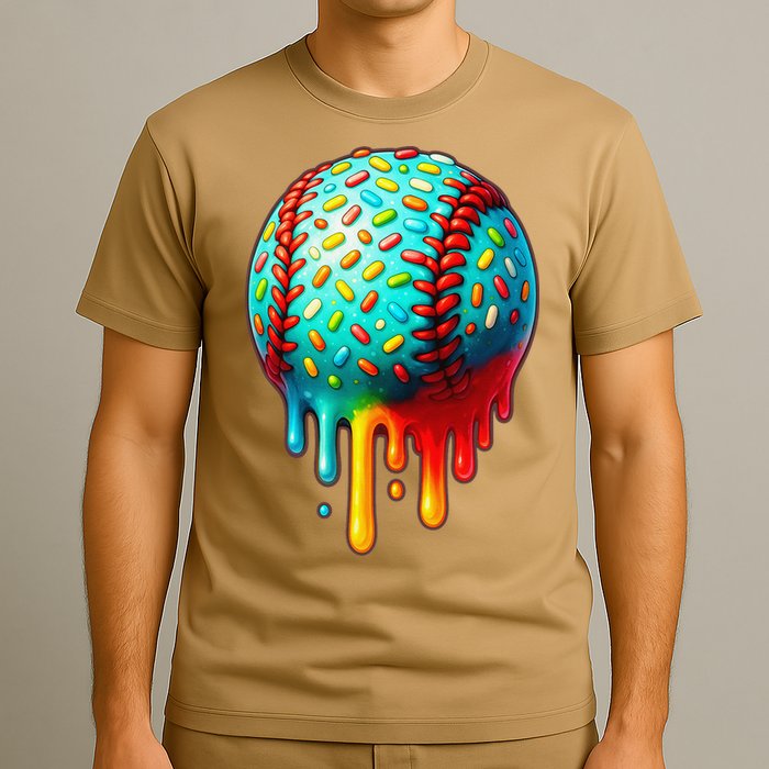 Baseball Ice Cream Dripping Baseball Home Plate Drip T-Shirt
