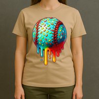 Baseball Ice Cream Dripping Baseball Home Plate Drip T-Shirt
