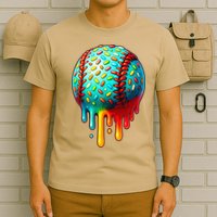 Baseball Ice Cream Dripping Baseball Home Plate Drip T-Shirt