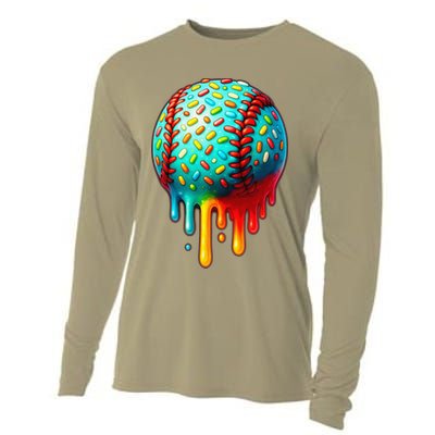 Baseball Ice Cream Dripping Baseball Home Plate Drip Cooling Performance Long Sleeve Crew