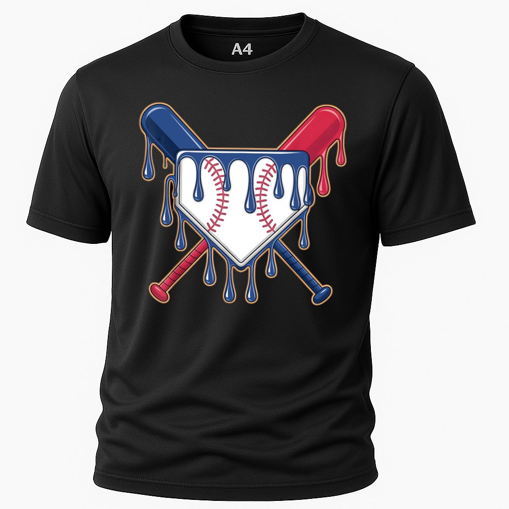 Baseball Ice Cream Drip Driping  Cooling Performance Crew T-Shirt