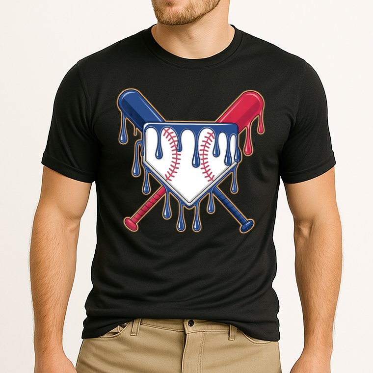 Baseball Ice Cream Drip Driping  Cooling Performance Crew T-Shirt