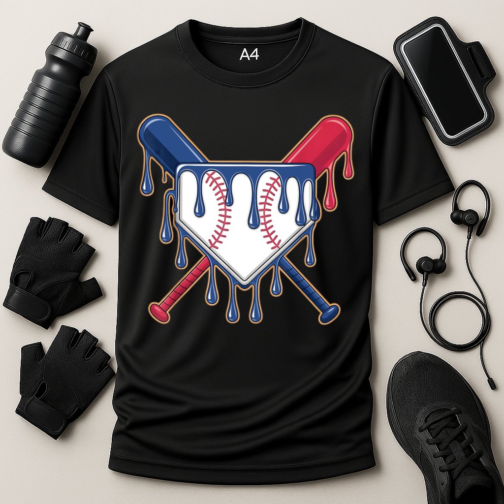 Baseball Ice Cream Drip Driping  Cooling Performance Crew T-Shirt