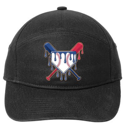 Baseball Ice Cream Drip Driping  7-Panel Snapback Hat