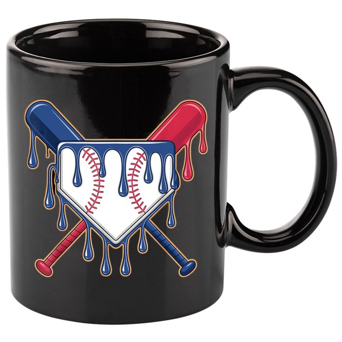 Baseball Ice Cream Drip Driping  11oz C Handle Ceramic Mug