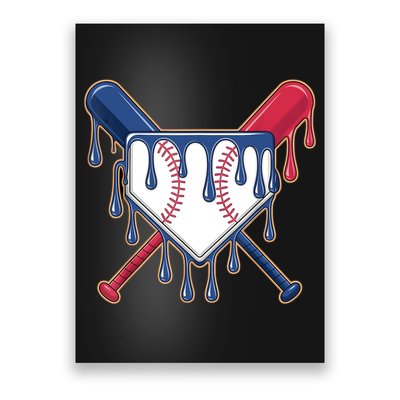Baseball Ice Cream Drip Driping  Poster