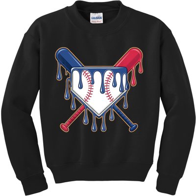 Baseball Ice Cream Drip Driping  Kids Sweatshirt