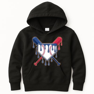 Baseball Ice Cream Drip Driping  Kids Hoodie