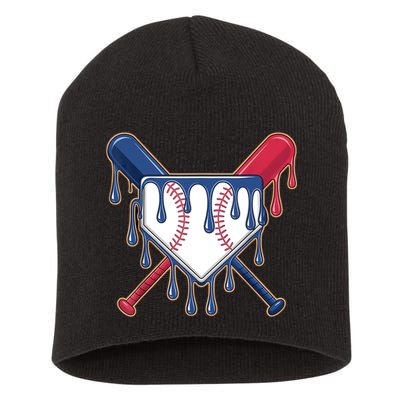 Baseball Ice Cream Drip Driping  Short Acrylic Beanie