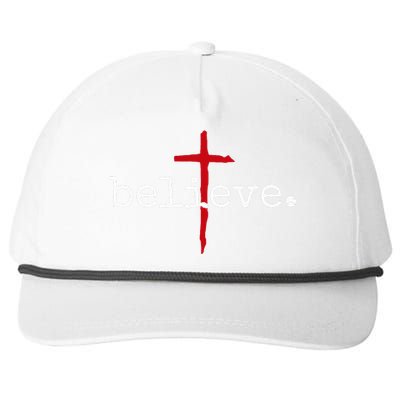 Believe In Cross Christian Saying Snapback Five-Panel Rope Hat