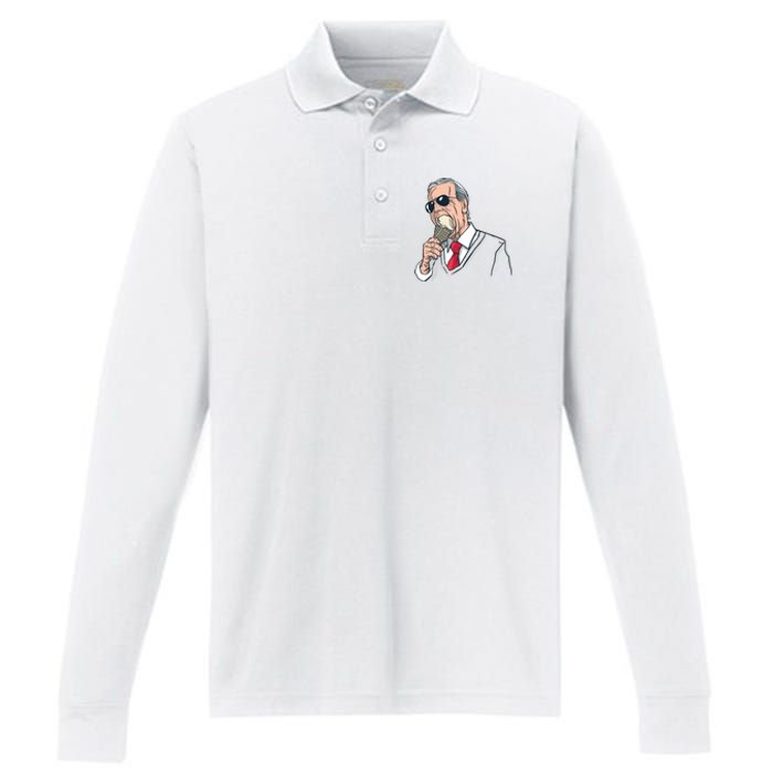 Biden Ice Cream Performance Long Sleeve Polo