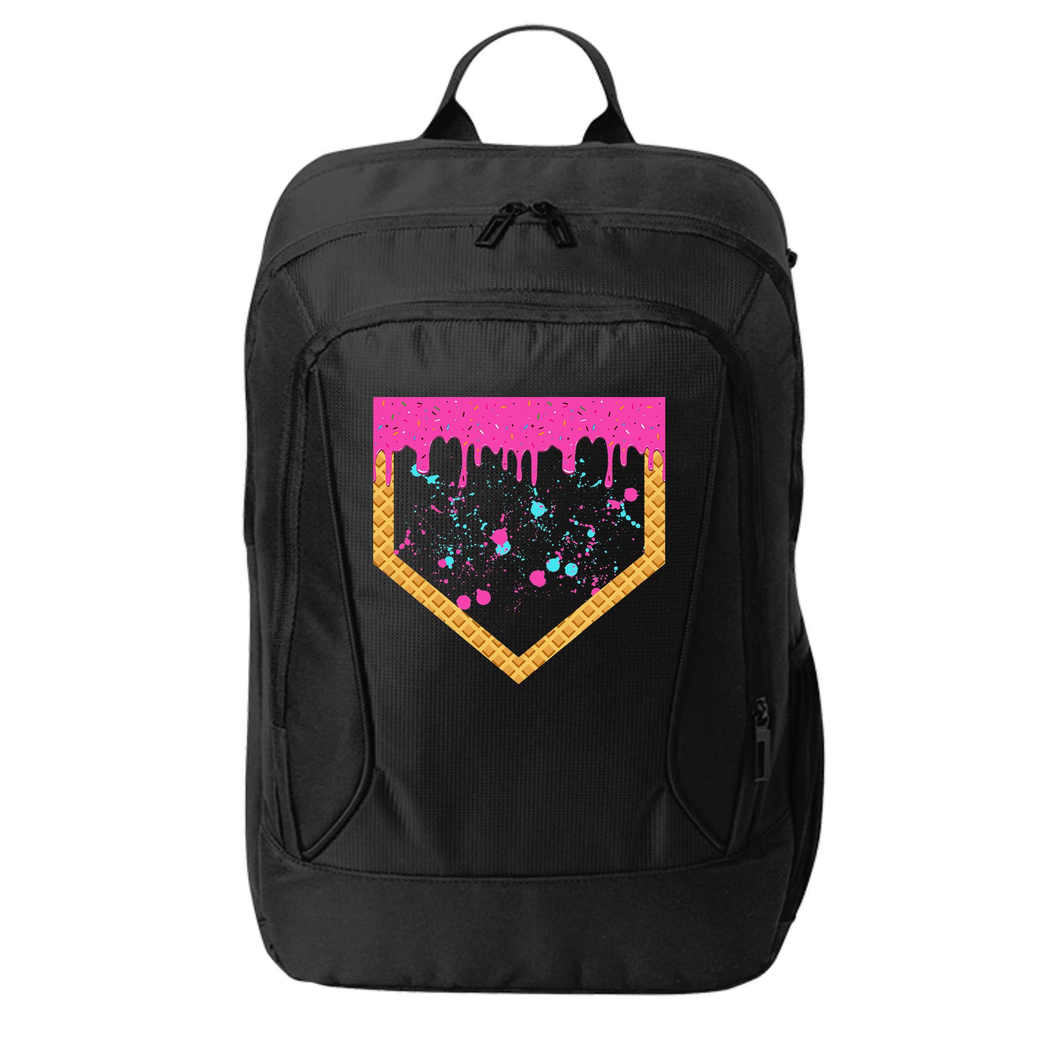 Baseball Ice Cream Dripping Baseball Home Plate Drip City Backpack