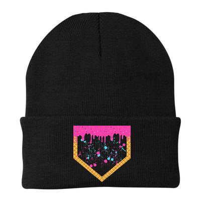 Baseball Ice Cream Dripping Baseball Home Plate Drip Beanie