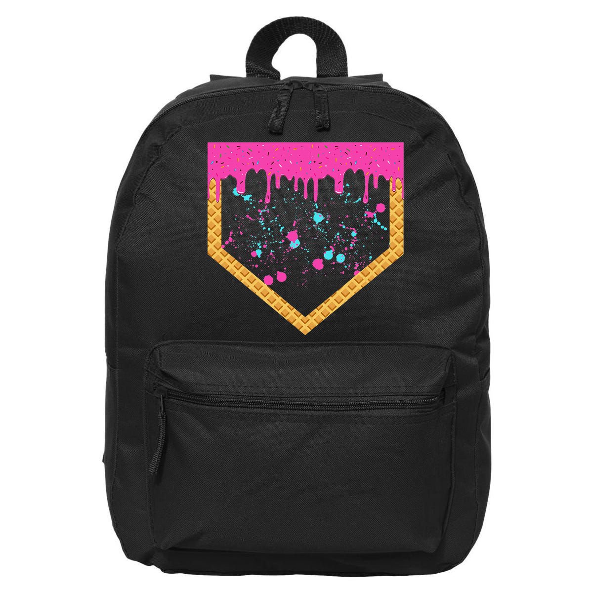 Baseball Ice Cream Dripping Baseball Home Plate Drip 16 in Basic Backpack
