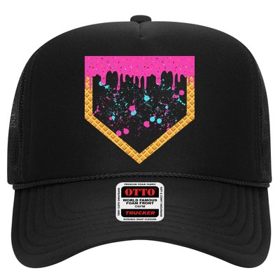 Baseball Ice Cream Dripping Baseball Home Plate Drip Trucker Hat