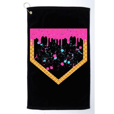 Baseball Ice Cream Dripping Baseball Home Plate Drip Golf Towel