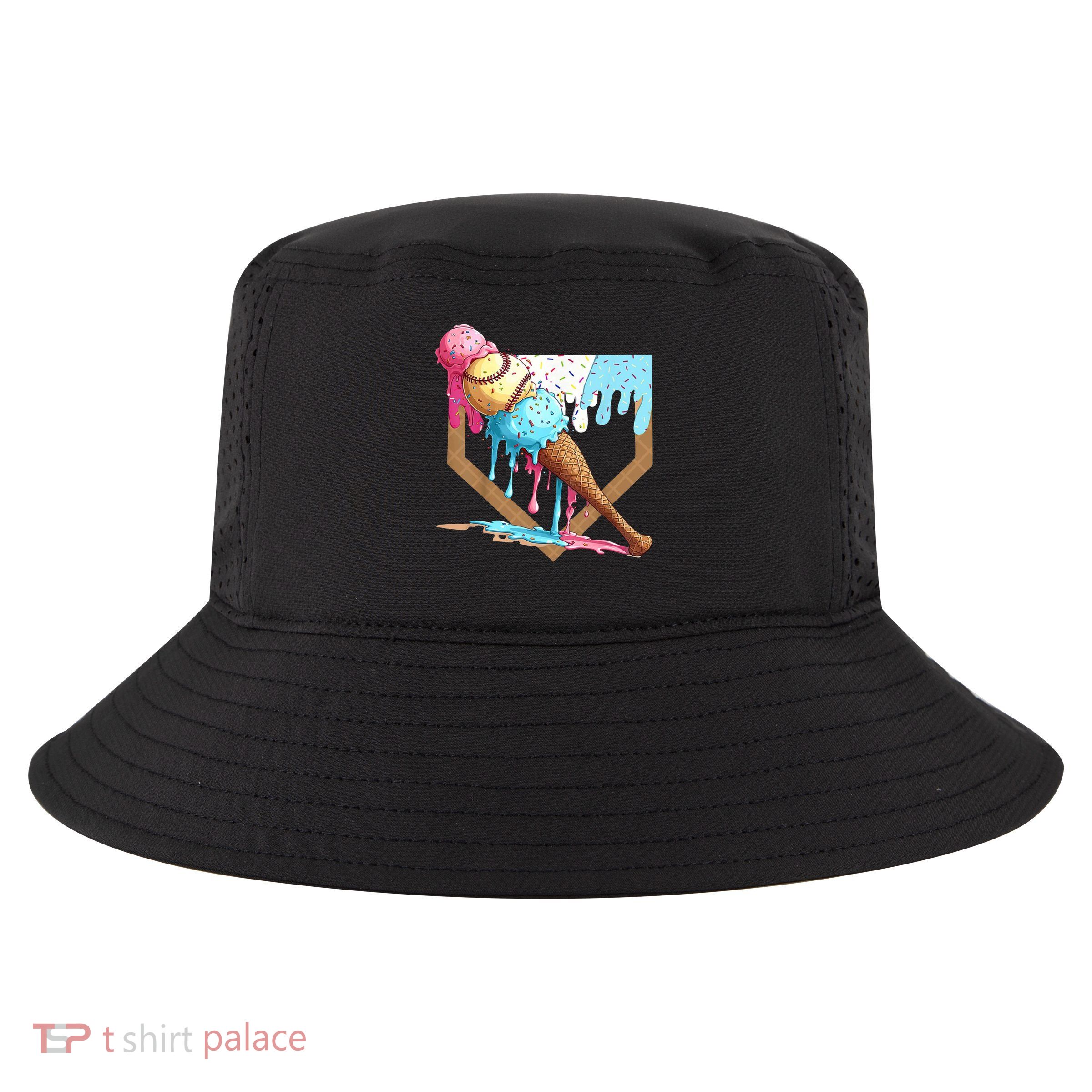 Baseball Ice Cream Dripping Home Plate Cool Comfort Performance Bucket Hat