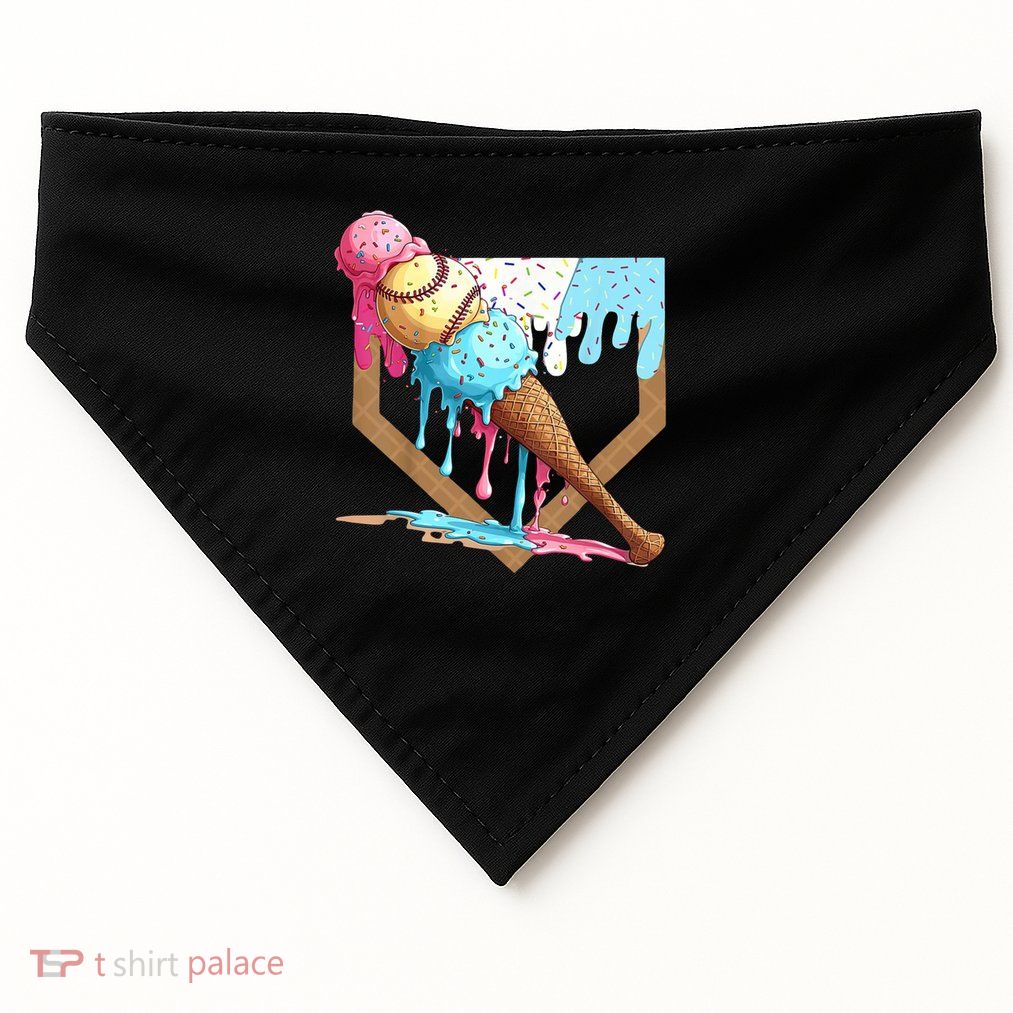 Baseball Ice Cream Dripping Home Plate USA-Made Doggie Bandana