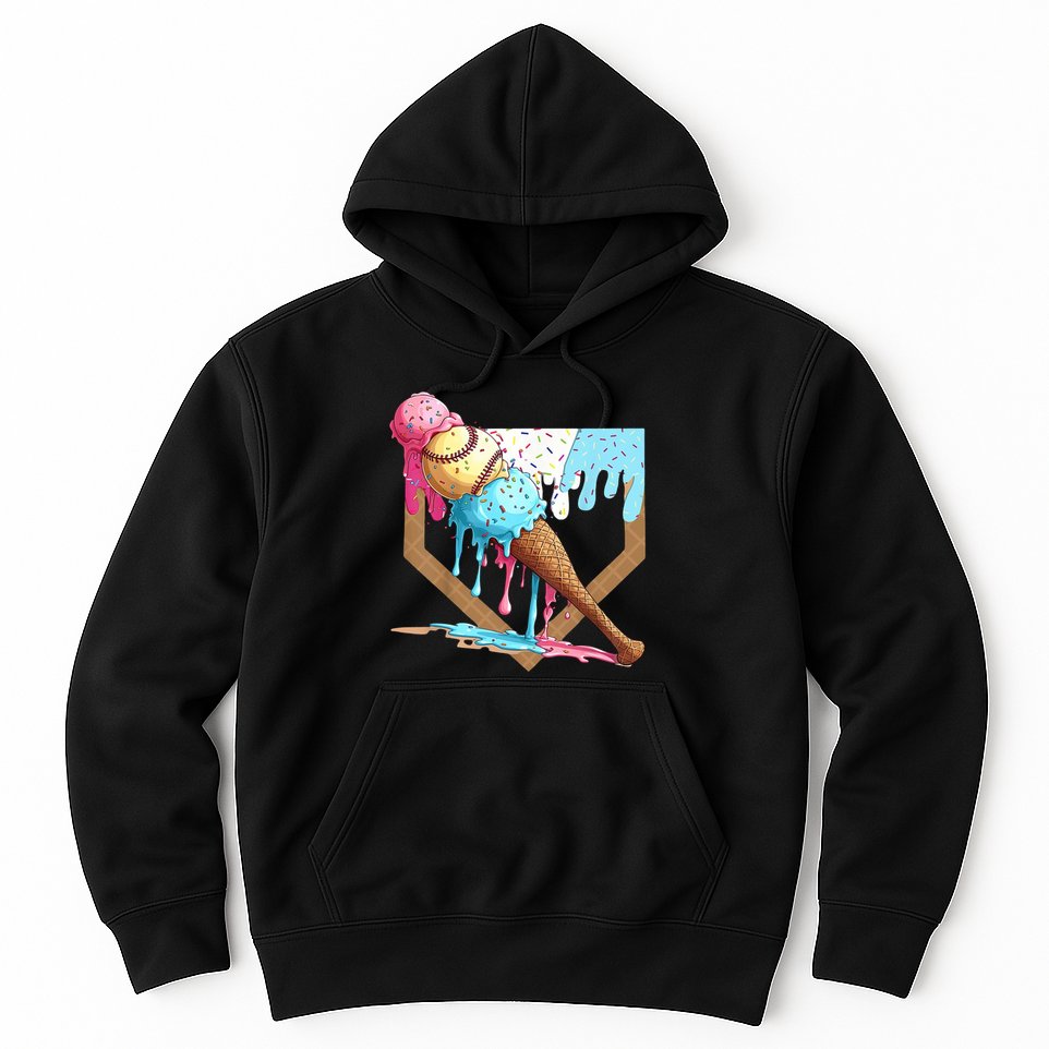 Baseball Ice Cream Dripping Home Plate Hoodie