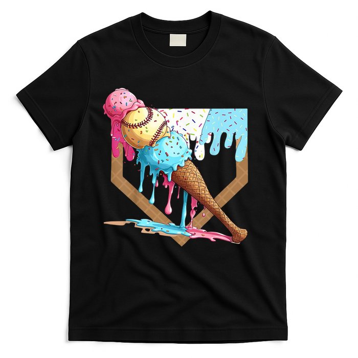 Baseball Ice Cream Dripping Home Plate T-Shirt