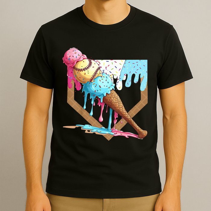 Baseball Ice Cream Dripping Home Plate T-Shirt