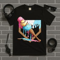 Baseball Ice Cream Dripping Home Plate T-Shirt