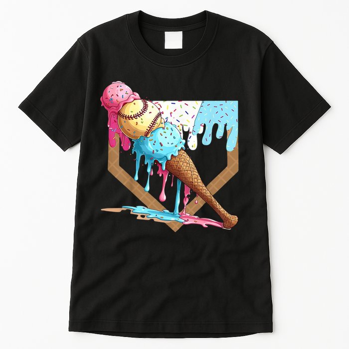 Baseball Ice Cream Dripping Home Plate Tall T-Shirt
