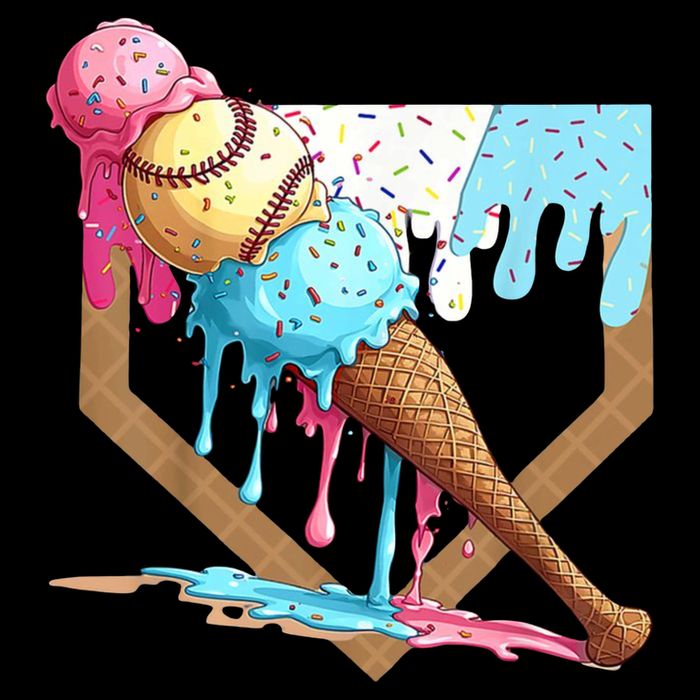 Baseball Ice Cream Dripping Home Plate Tall T-Shirt