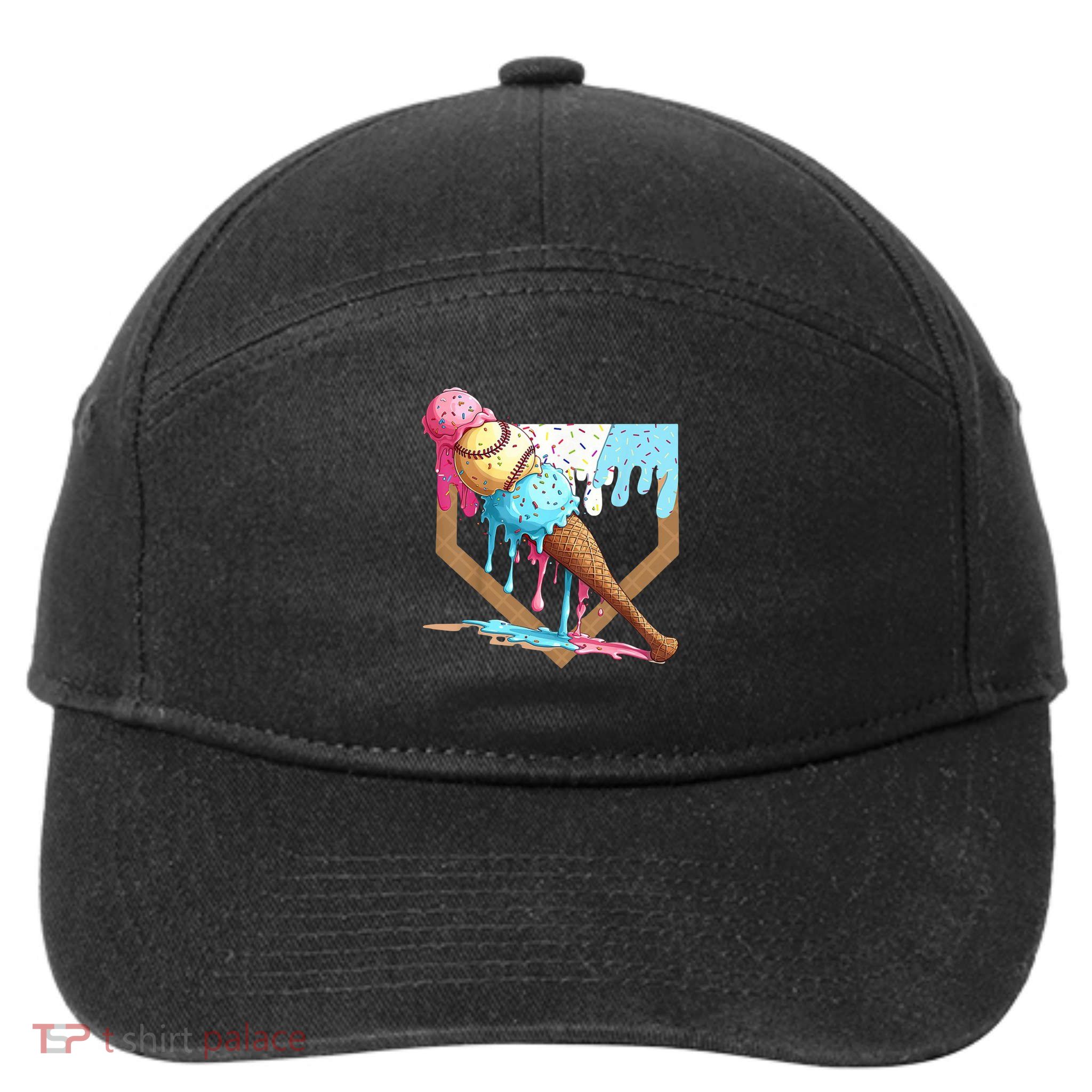 Baseball Ice Cream Dripping Home Plate 7-Panel Snapback Hat