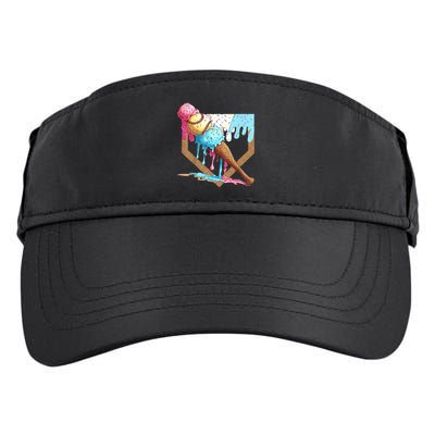 Baseball Ice Cream Dripping Home Plate Adult Drive Performance Visor