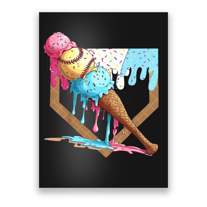 Baseball Ice Cream Dripping Home Plate Poster
