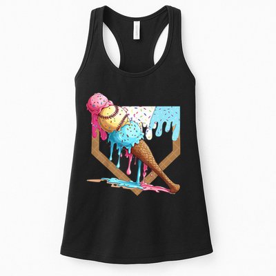 Baseball Ice Cream Dripping Home Plate Womens Tank Top