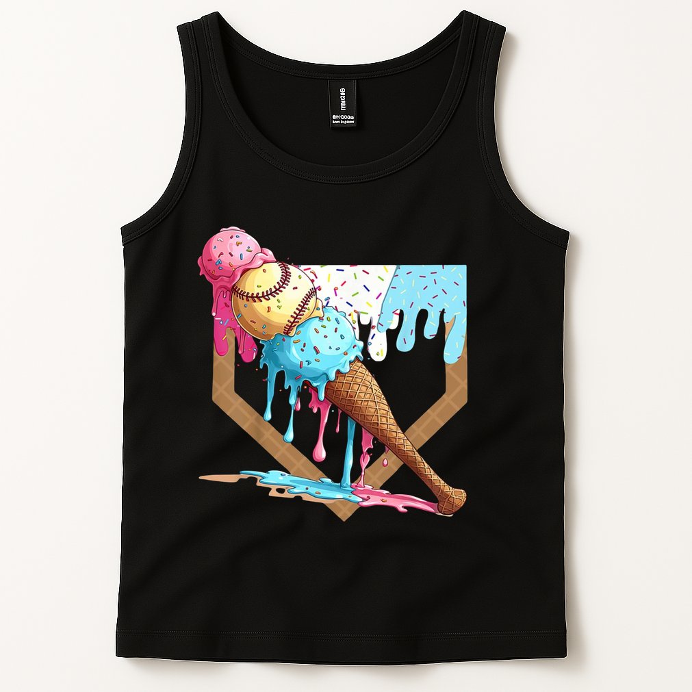 Baseball Ice Cream Dripping Home Plate Tank Top