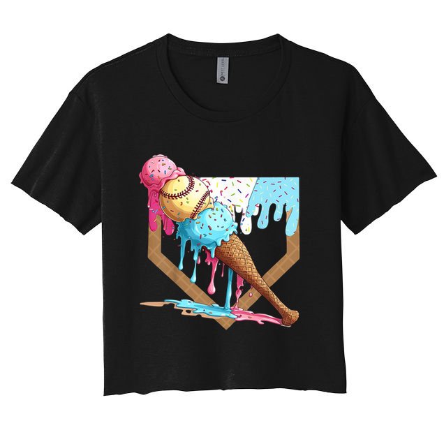 Baseball Ice Cream Dripping Home Plate Crop Top