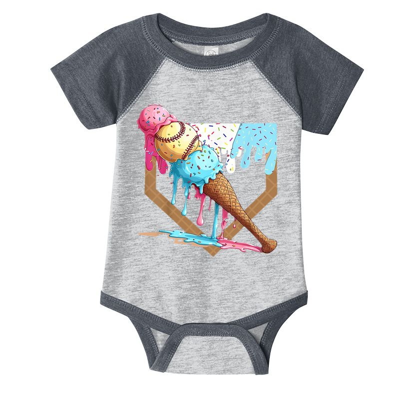 Baseball Ice Cream Dripping Home Plate Infant Baby Jersey Bodysuit