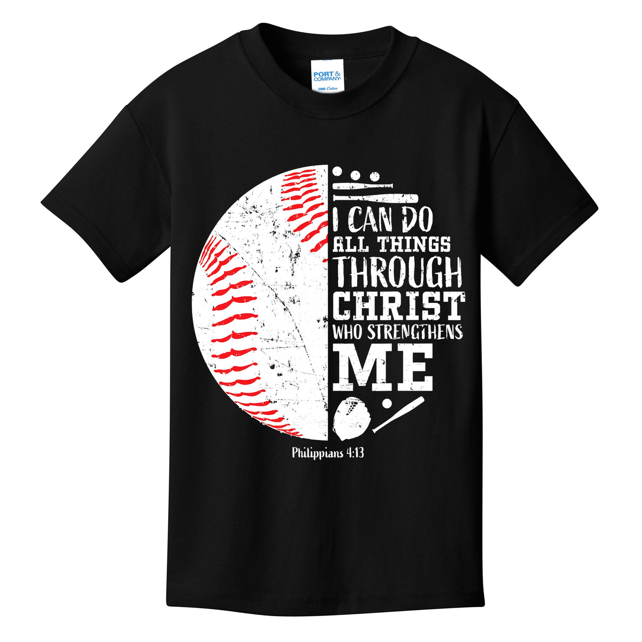 Baseball I Can Do All Thing Through Christ Who Strengthens Me Kids T-Shirt