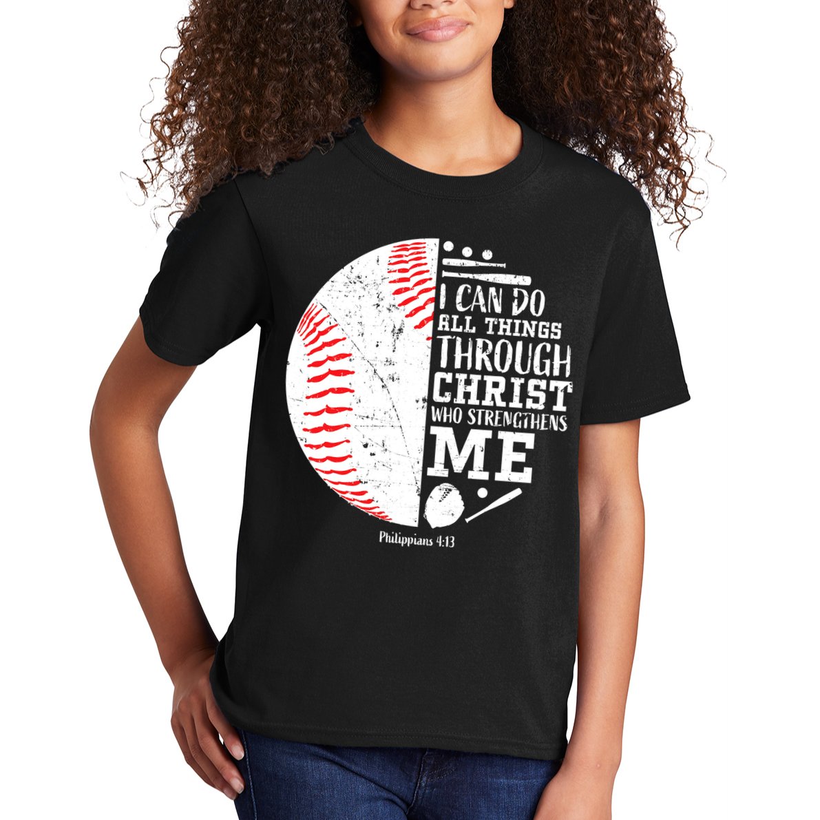 Baseball I Can Do All Thing Through Christ Who Strengthens Me Kids T-Shirt