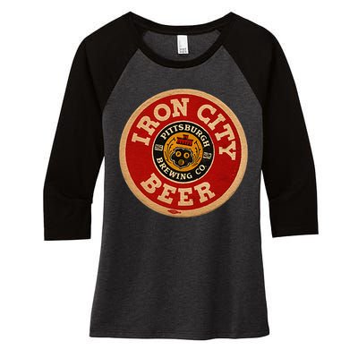 Beer Irons City Pittsburgh Beer Lover Women's Tri-Blend 3/4-Sleeve Raglan Shirt