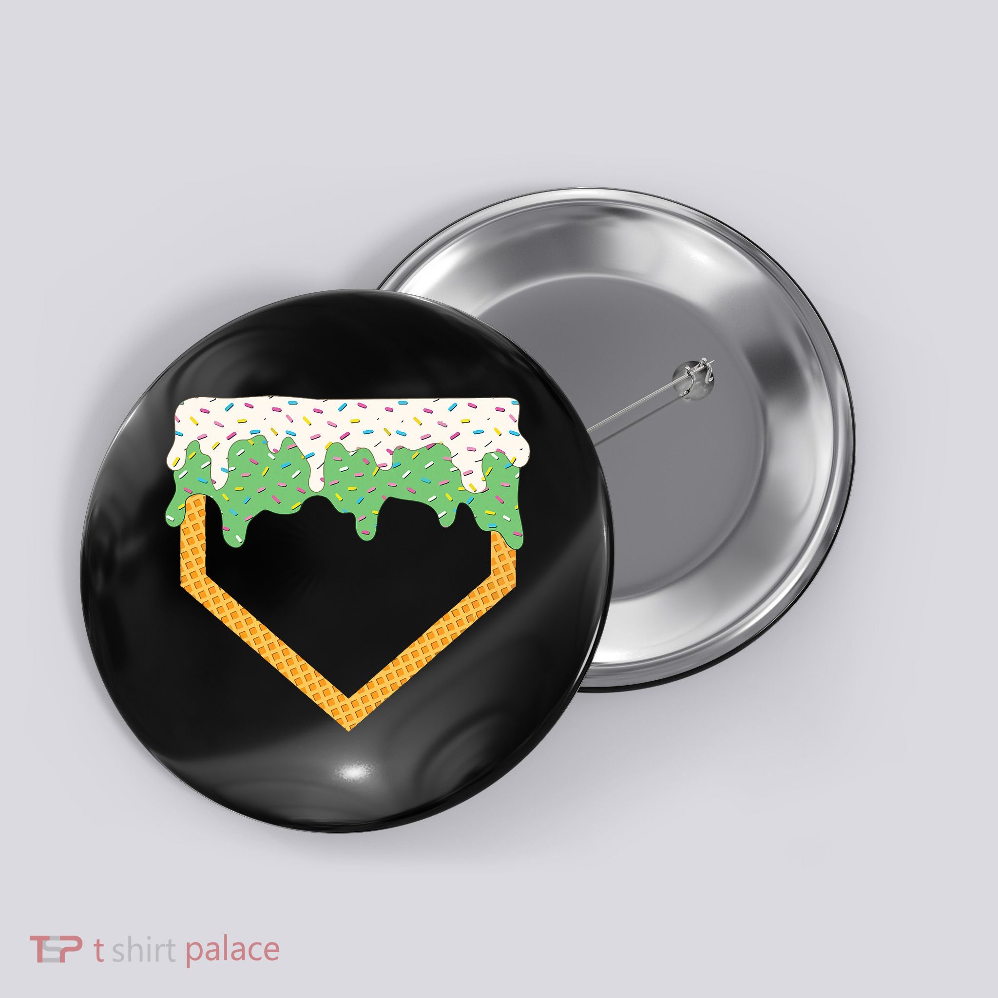Baseball Ice Cream Dripping Baseball Home Plate Drip Button