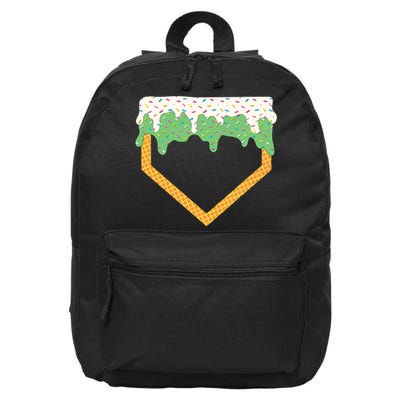 Baseball Ice Cream Dripping Baseball Home Plate Drip 16 in Basic Backpack