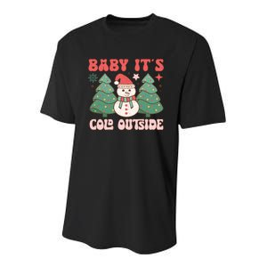 Baby ItS Cold Outside Holiday Graphic Youth Performance Sprint T-Shirt