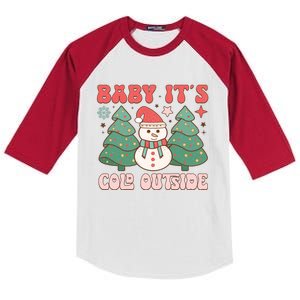 Baby ItS Cold Outside Holiday Graphic Kids Colorblock Raglan Jersey