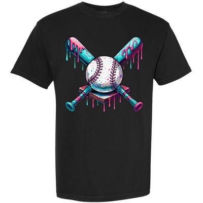 Baseball Ice Cream Drip Baseball Garment-Dyed Heavyweight T-Shirt
